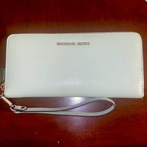 Aqua Large Michael Kors Jet Set zip around wallet